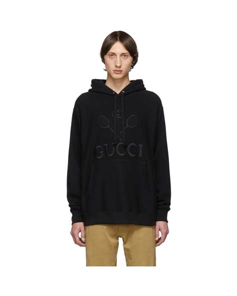 gucci black hoodie tennis|Gucci zip up hoodie.